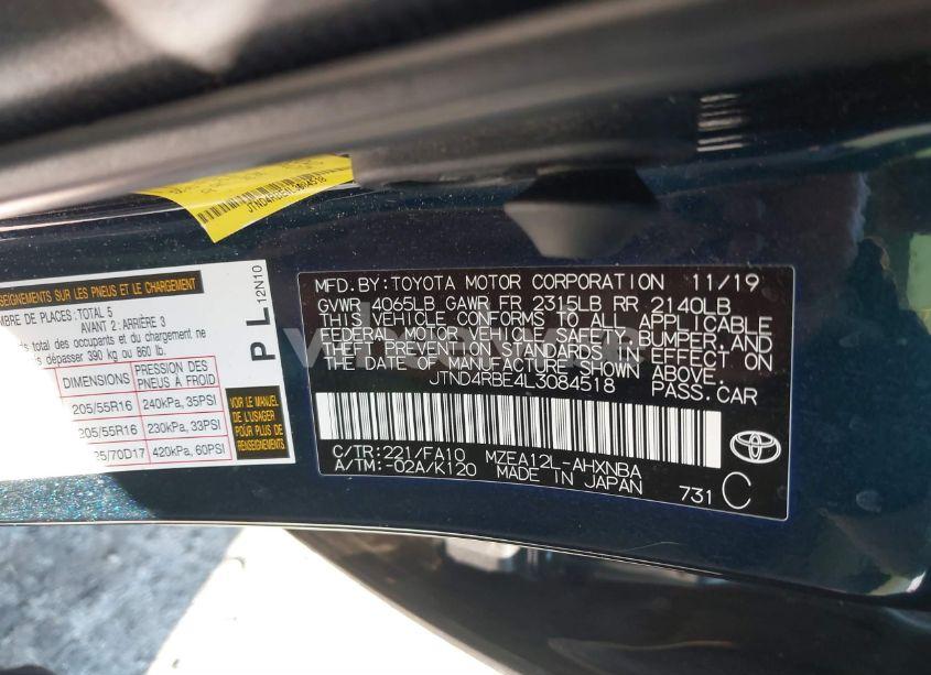 Photo 9 of 2020 Toyota Corolla SE (VIN JTND4RBE4L3084518)