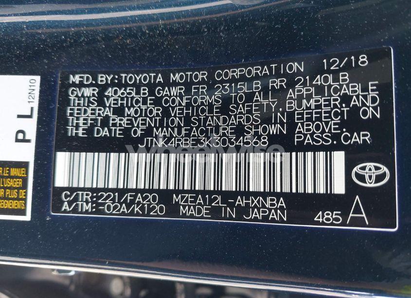 Photo 9 of 2019 Toyota Corolla SE (VIN JTNK4RBE3K3034568)
