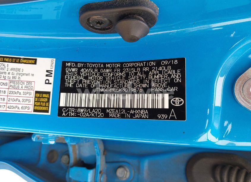 Photo 9 of 2019 Toyota Corolla XSE (VIN JTNK4RBE5K3019876)