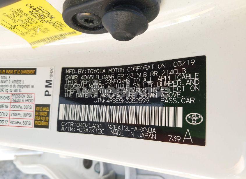 Photo 9 of 2019 Toyota Corolla XSE (VIN JTNK4RBE5K3052599)