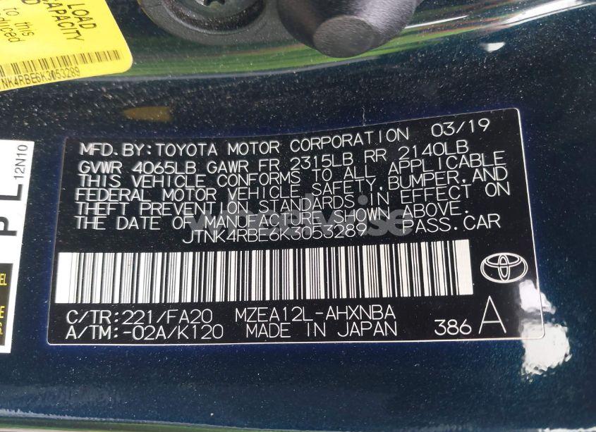 Photo 9 of 2019 Toyota Corolla SE (VIN JTNK4RBE6K3053289)