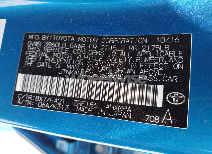Photo 9 of 2017 Toyota Corolla IM (VIN JTNKARJE0HJ528885)