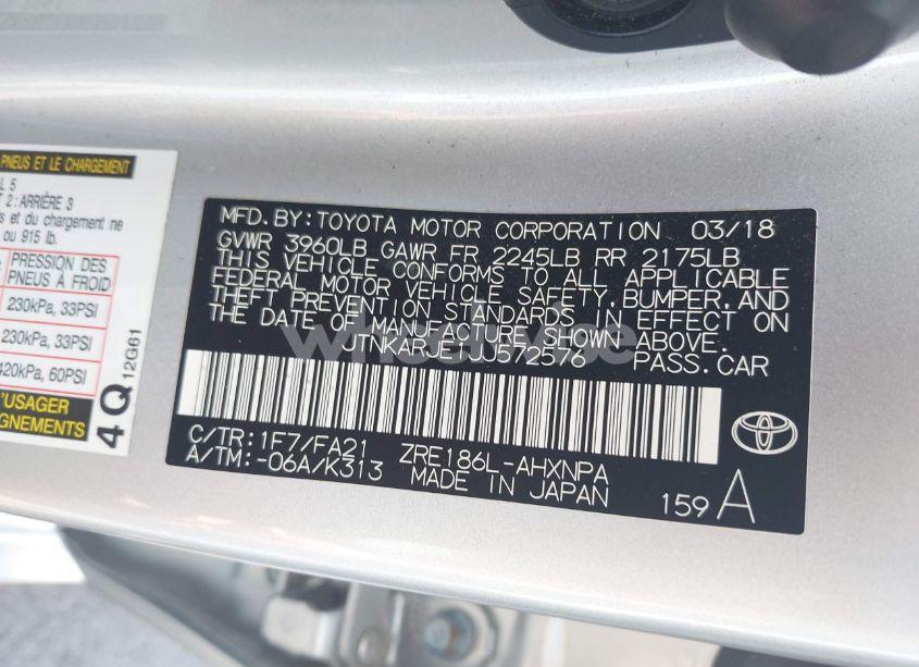 Photo 9 of 2018 Toyota Corolla IM (VIN JTNKARJE1JJ572576)