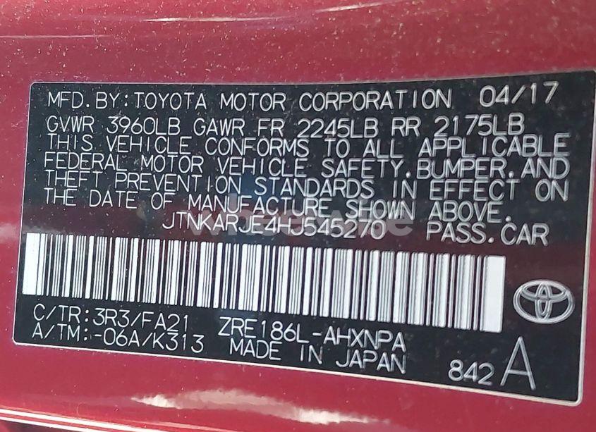 Photo 9 of 2017 Toyota Corolla IM (VIN JTNKARJE4HJ545270)