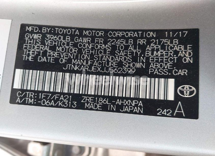 Photo 9 of 2018 Toyota Corolla IM (VIN JTNKARJEXJJ562399)