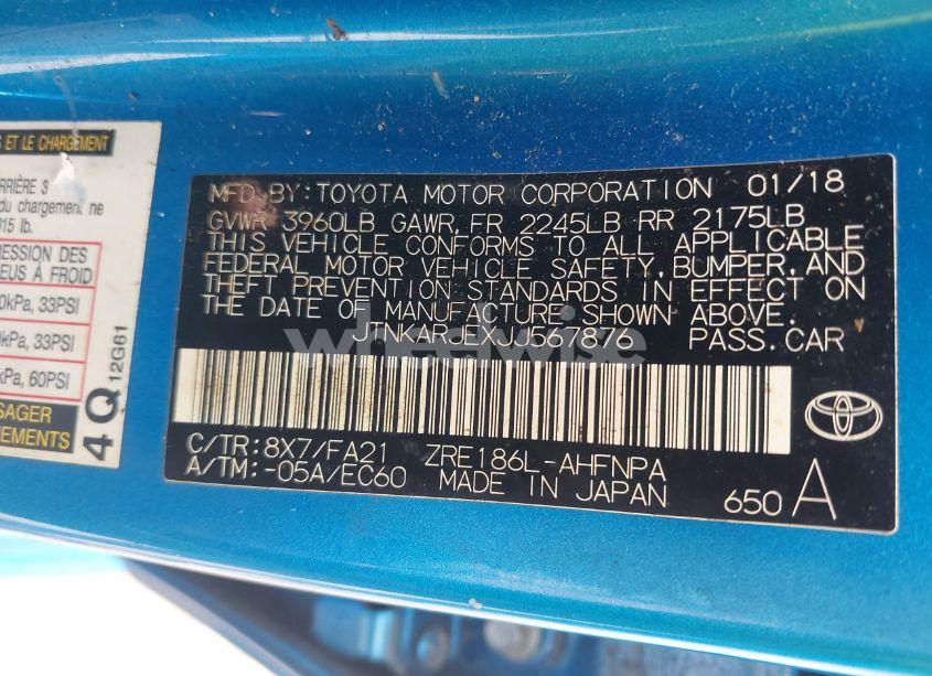 Photo 9 of 2018 Toyota Corolla IM (VIN JTNKARJEXJJ567876)