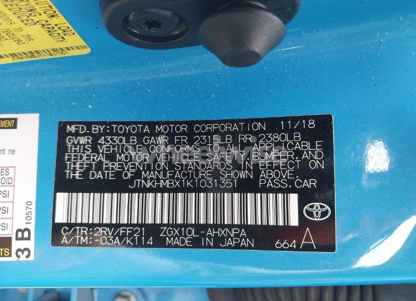 Photo 9 of 2019 Toyota C-hr XLE (VIN JTNKHMBX1K1031351)