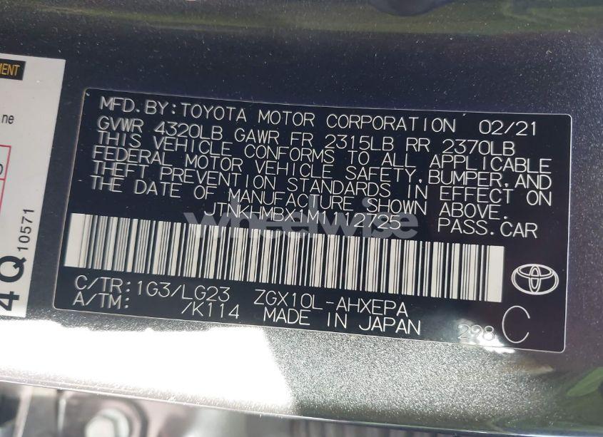 Photo 9 of 2021 Toyota C-hr LIMITED (VIN JTNKHMBX1M1112725)