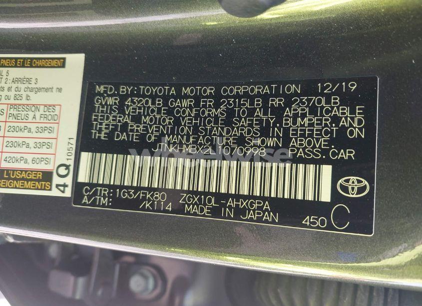 Photo 9 of 2020 Toyota C-hr XLE (VIN JTNKHMBX2L1070998)