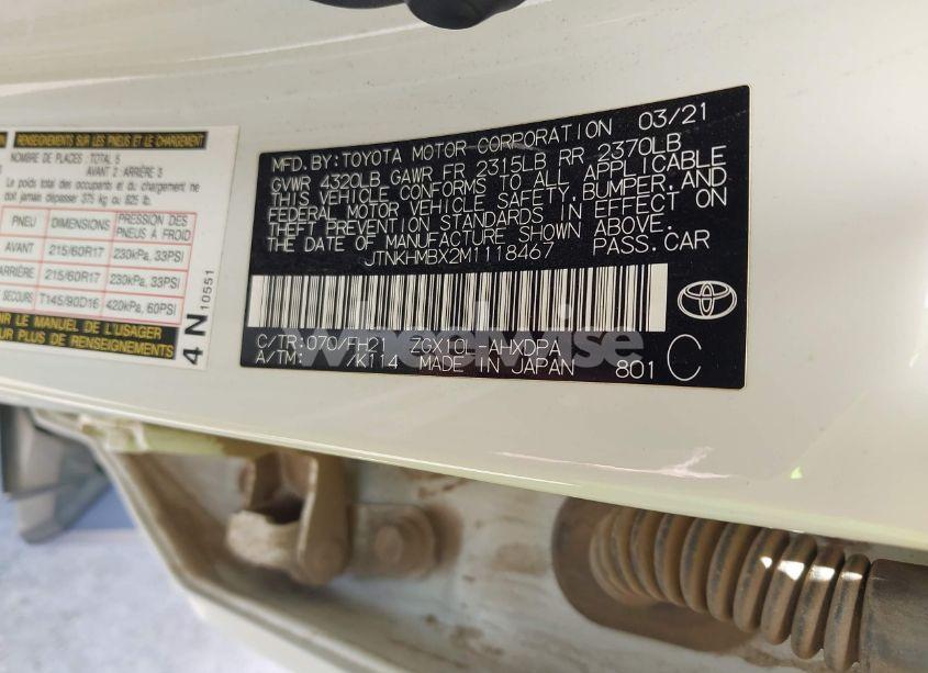 Photo 9 of 2021 Toyota C-hr LE (VIN JTNKHMBX2M1118467)