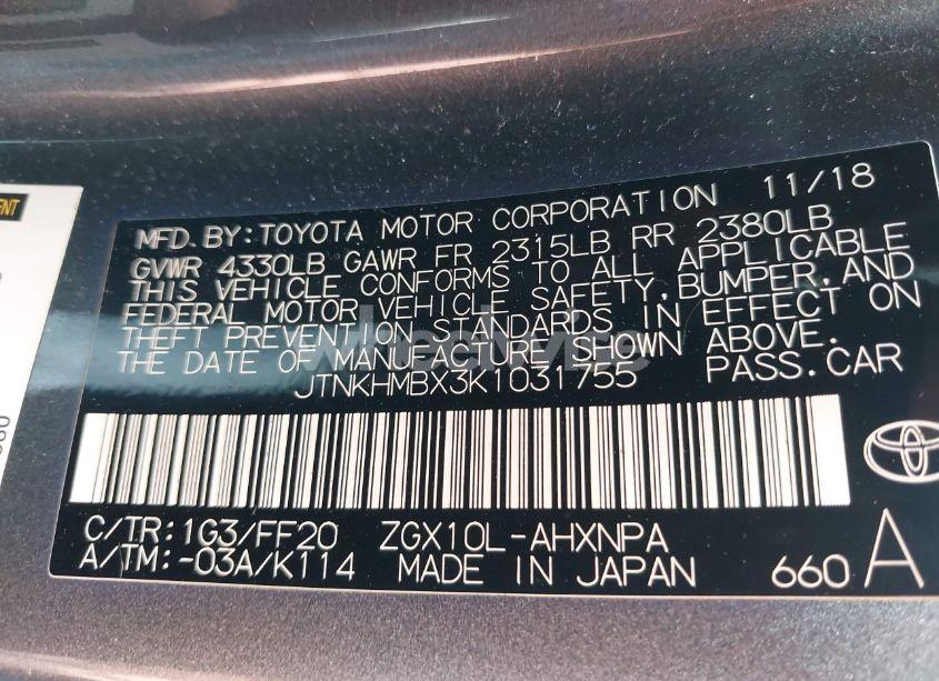 Photo 9 of 2019 Toyota C-hr (VIN JTNKHMBX3K1031755)