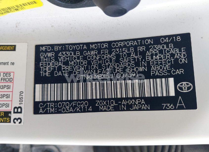 Photo 9 of 2018 Toyota C-hr XLE PREMIUM (VIN JTNKHMBX5J1007391)