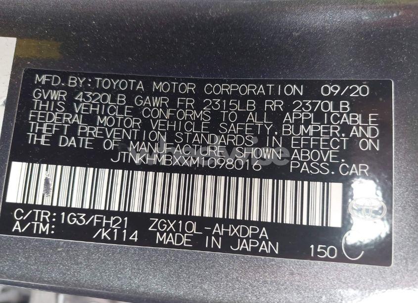 Photo 9 of 2021 Toyota C-hr LE (VIN JTNKHMBXXM1098016)