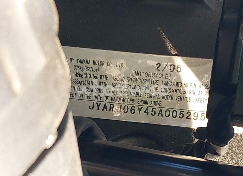 Photo 10 of 2005 Yamaha Yzfr6 L (VIN JYARJ06Y45A005295)