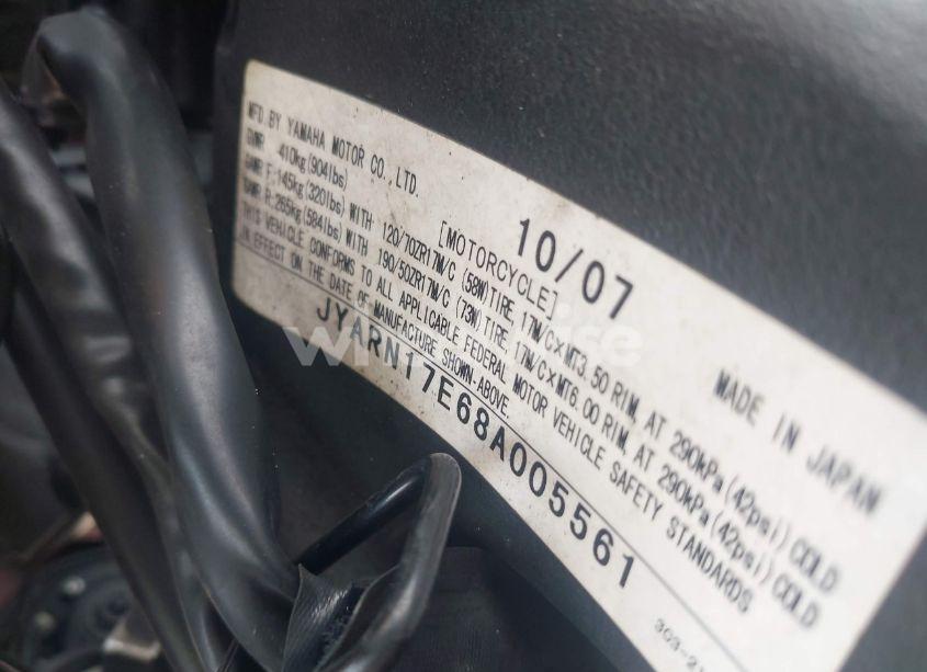 Photo 10 of 2008 Yamaha Fz1 S (VIN JYARN17E68A005561)