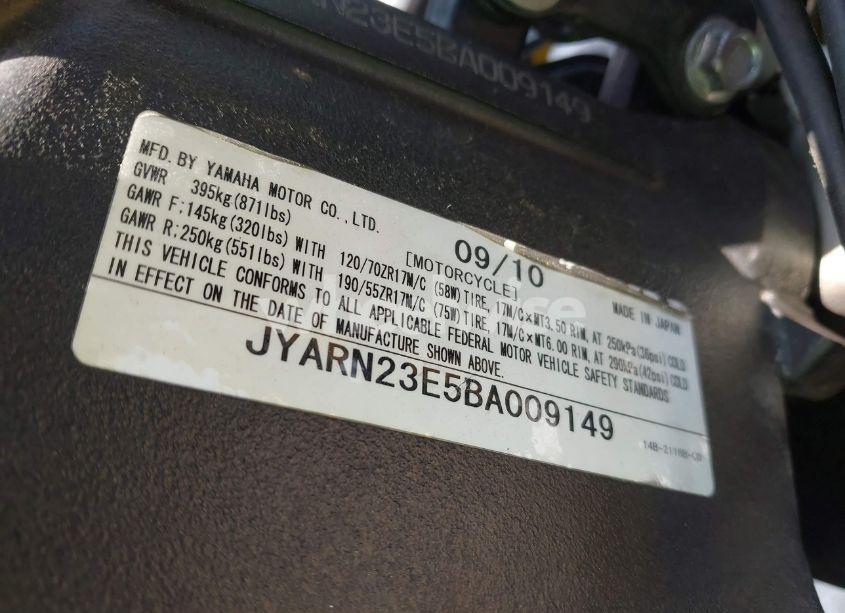 Photo 10 of 2011 Yamaha Yzfr1 (VIN JYARN23E5BA009149)