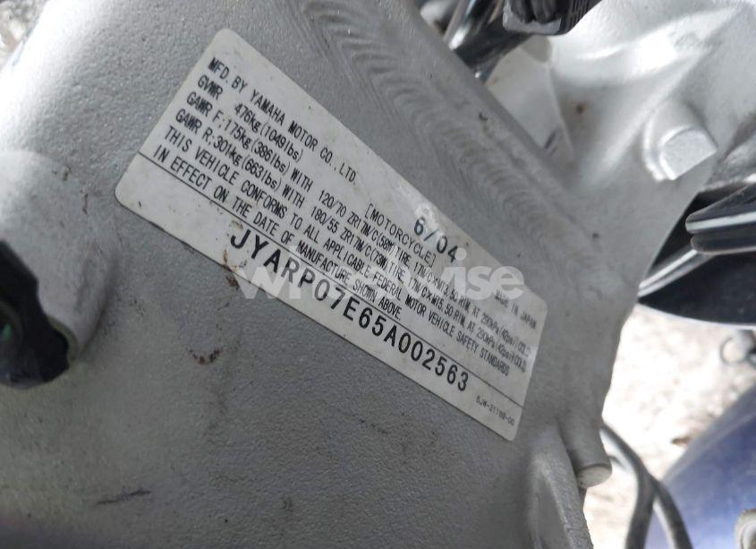 Photo 10 of 2005 Yamaha Fjr1300 (VIN JYARP07E65A002563)