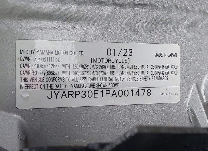 Photo 10 of 2023 Yamaha Fjr1300 AE (VIN JYARP30E1PA001478)