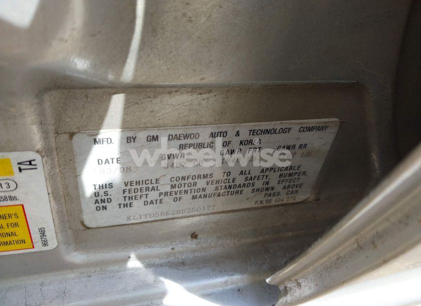 Photo 9 of 2008 Chevrolet Aveo LS (VIN KL1TD56628B250177)