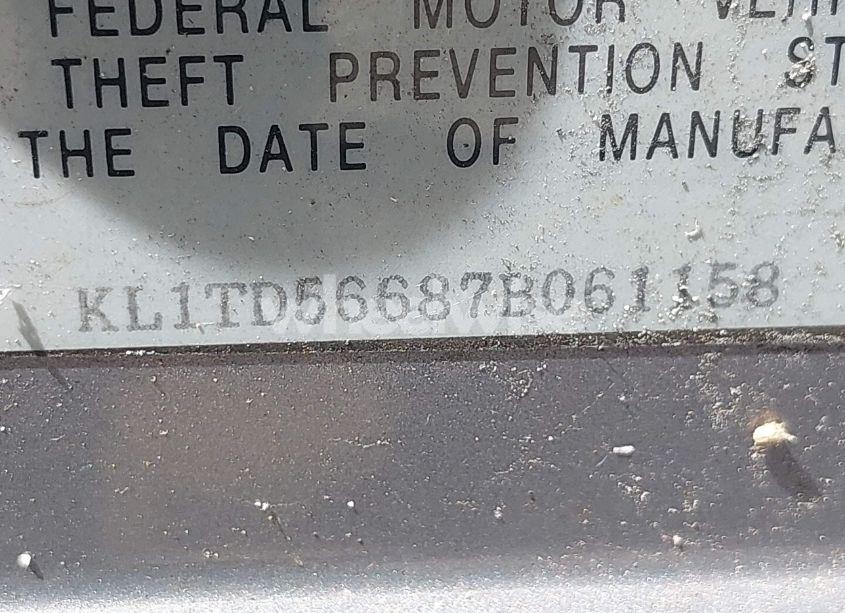 Photo 9 of 2007 Chevrolet Aveo LS (VIN KL1TD56687B061158)