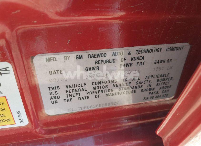 Photo 9 of 2008 Chevrolet Aveo 5 SPECIAL VALUE (VIN KL1TD66638B258827)