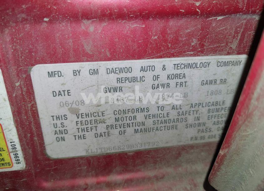 Photo 9 of 2009 Chevrolet Aveo LS (VIN KL1TD66E29B331792)