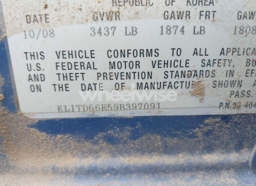 Photo 9 of 2009 Chevrolet Aveo LS (VIN KL1TD66E59B397091)