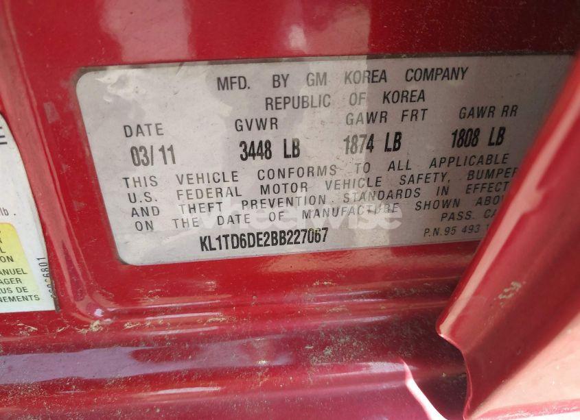 Photo 9 of 2011 Chevrolet Aveo 1LT (VIN KL1TD6DE2BB227067)