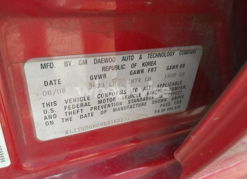 Photo 9 of 2009 Chevrolet Aveo LT (VIN KL1TG56E09B316323)