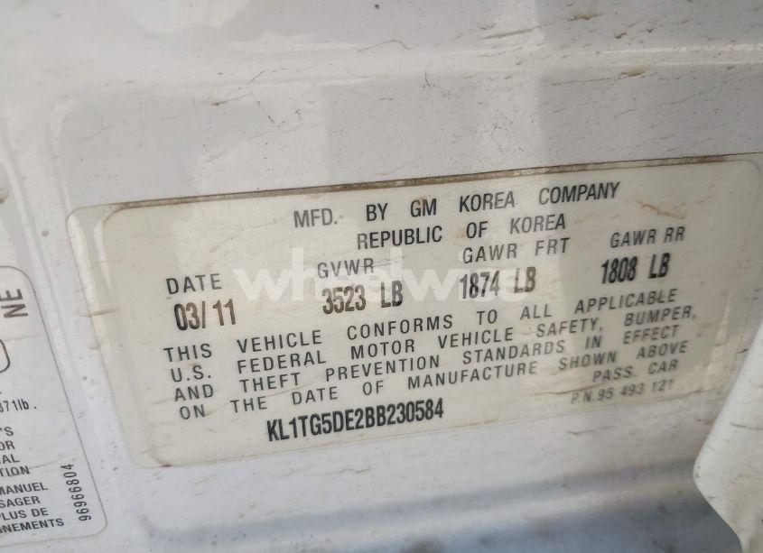 Photo 9 of 2011 Chevrolet Aveo 2LT (VIN KL1TG5DE2BB230584)