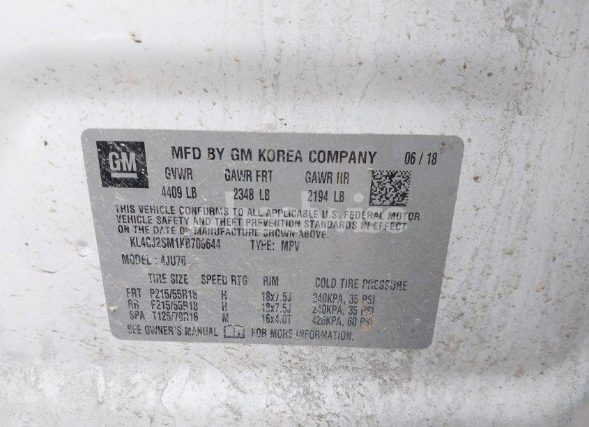 Photo 9 of 2019 Buick Encore AWD SPORT TOURING (VIN KL4CJ2SM1KB706644)