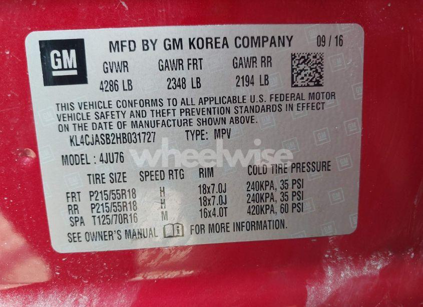 Photo 9 of 2017 Buick Encore PREFERRED (VIN KL4CJASB2HB031727)