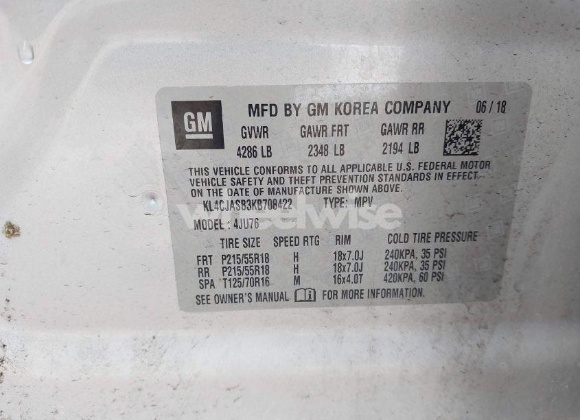 Photo 9 of 2019 Buick Encore FWD PREFERRED (VIN KL4CJASB3KB708422)