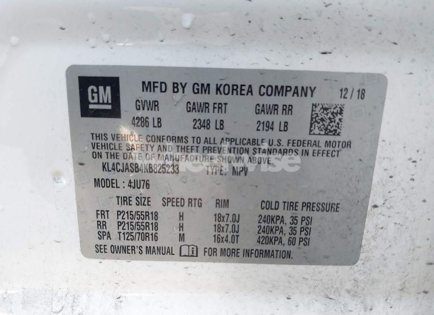 Photo 9 of 2019 Buick Encore FWD PREFERRED (VIN KL4CJASB4KB825233)