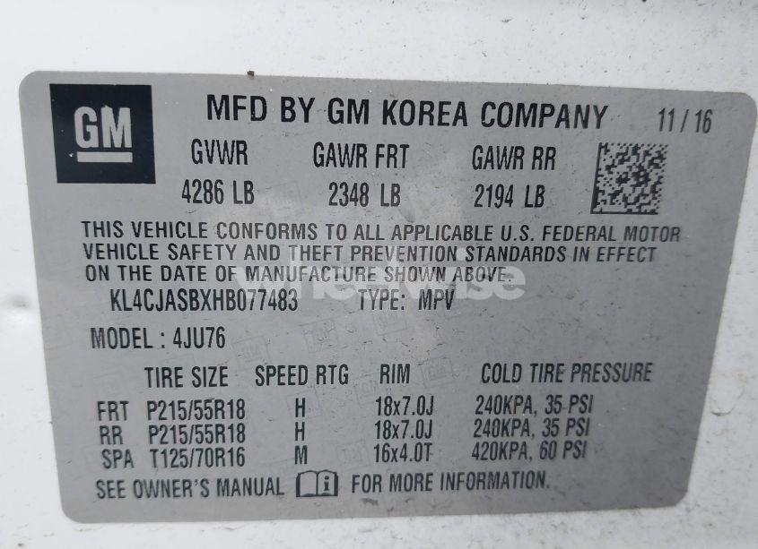 Photo 9 of 2017 Buick Encore PREFERRED (VIN KL4CJASBXHB077483)