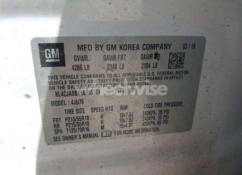 Photo 9 of 2019 Buick Encore FWD PREFERRED (VIN KL4CJASBXKB885324)