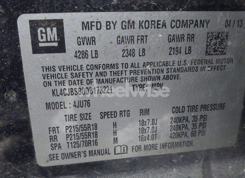 Photo 9 of 2013 Buick Encore CONVENIENCE (VIN KL4CJBSB0DB173221)