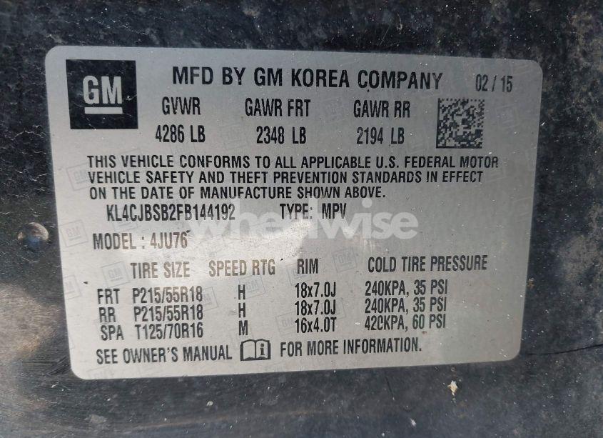 Photo 9 of 2015 Buick Encore CONVENIENCE (VIN KL4CJBSB2FB144192)