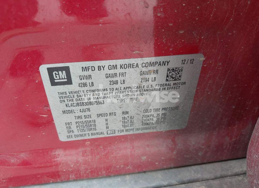 Photo 9 of 2013 Buick Encore CONVENIENCE (VIN KL4CJBSB3DB075963)