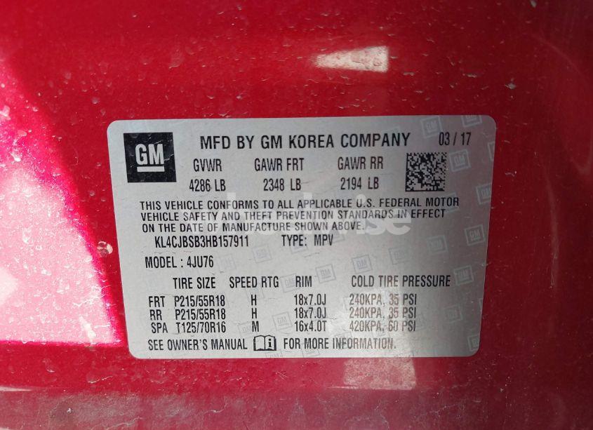 Photo 9 of 2017 Buick Encore PREFERRED II (VIN KL4CJBSB3HB157911)