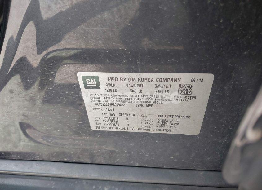 Photo 9 of 2015 Buick Encore CONVENIENCE (VIN KL4CJBSB4FB049472)