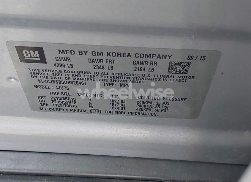 Photo 9 of 2016 Buick Encore CONVENIENCE (VIN KL4CJBSB5GB528467)