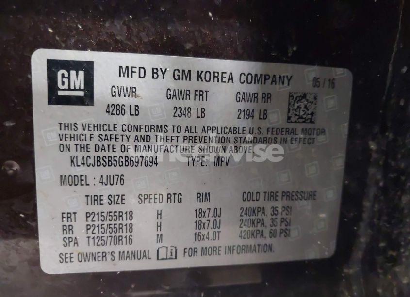 Photo 9 of 2016 Buick Encore CONVENIENCE (VIN KL4CJBSB5GB697694)