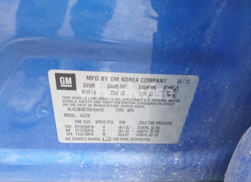 Photo 9 of 2013 Buick Encore CONVENIENCE (VIN KL4CJBSB7DB154410)