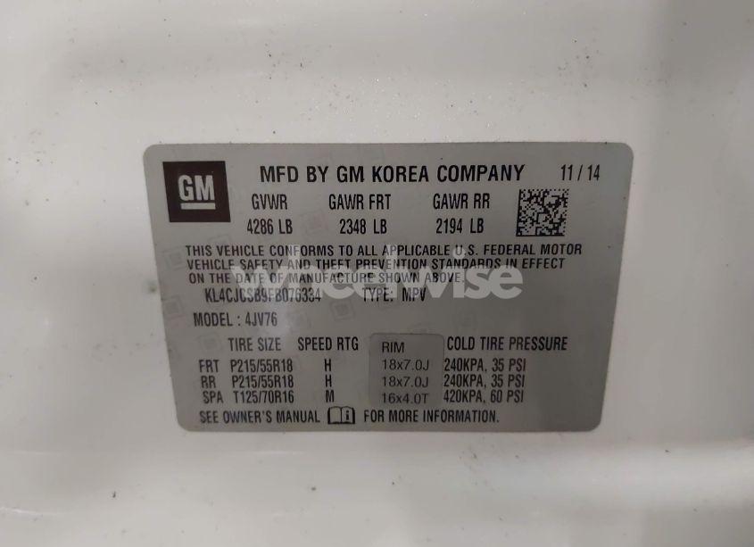 Photo 9 of 2015 Buick Encore LEATHER (VIN KL4CJCSB9FB076334)