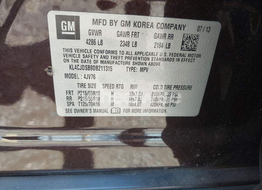 Photo 9 of 2013 Buick Encore PREMIUM (VIN KL4CJDSB9DB211315)