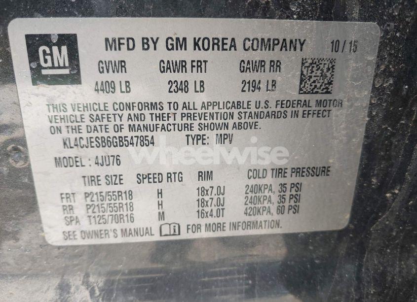 Photo 9 of 2016 Buick Encore (VIN KL4CJESB6GB547854)