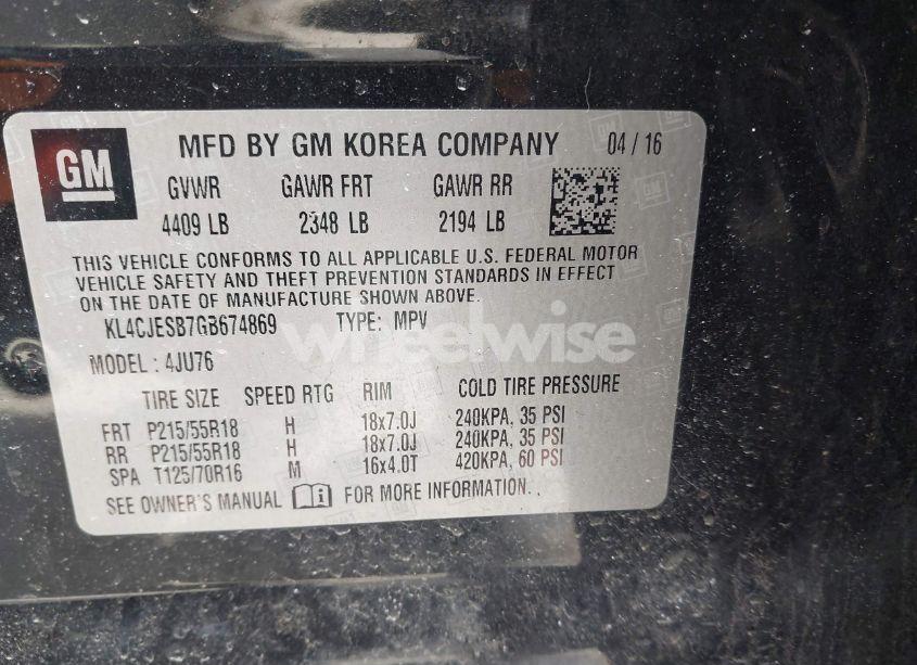 Photo 9 of 2016 Buick Encore (VIN KL4CJESB7GB674869)