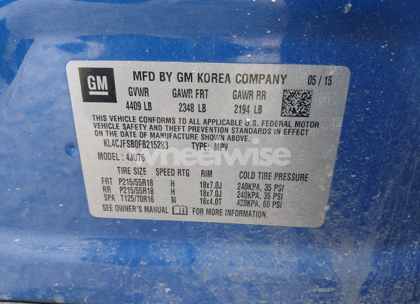 Photo 9 of 2015 Buick Encore CONVENIENCE (VIN KL4CJFSB0FB215283)