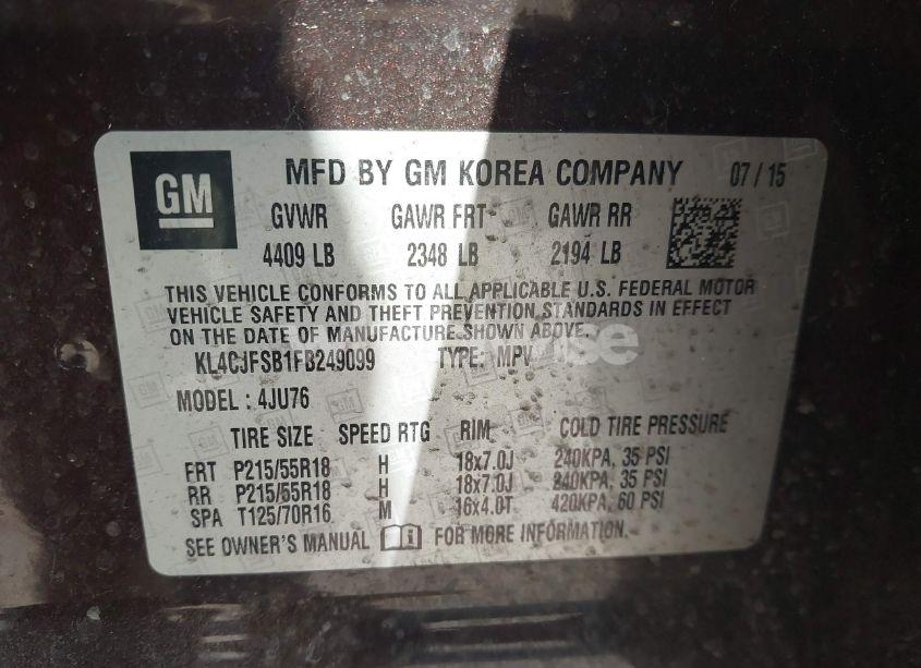 Photo 9 of 2015 Buick Encore CONVENIENCE (VIN KL4CJFSB1FB249099)